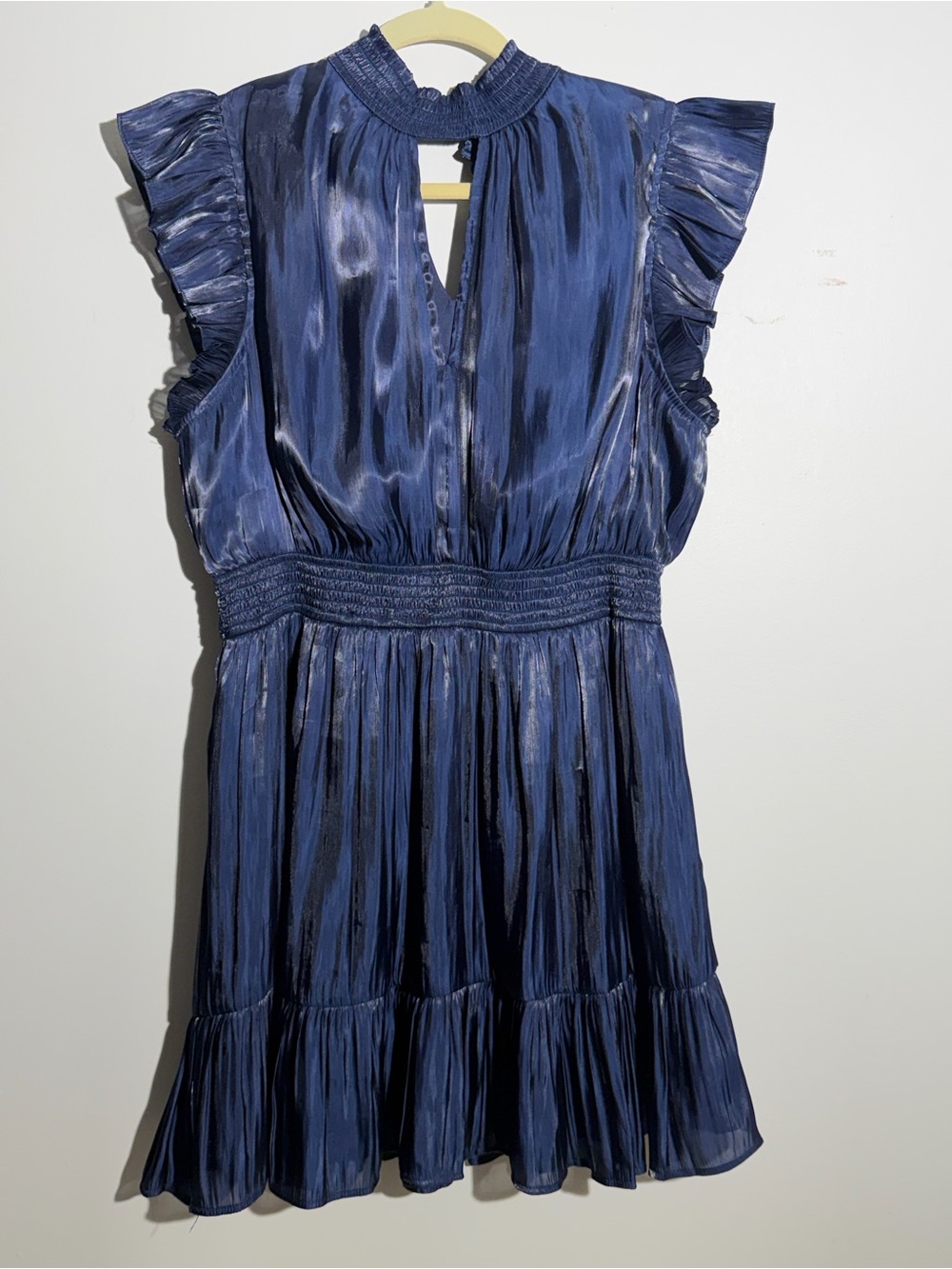 Lulu's Navy Blue Women's Dress with Smocked Neckline